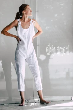 Linen Jumpsuit 3/4 / White