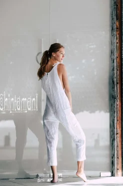 Linen Jumpsuit 3/4 / White