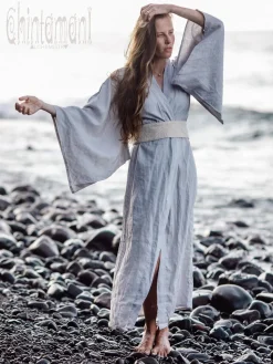 Linen Maxi Kimono / Light Grey