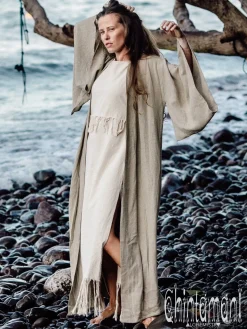 Linen Maxi Kimono / Unbleached Grey