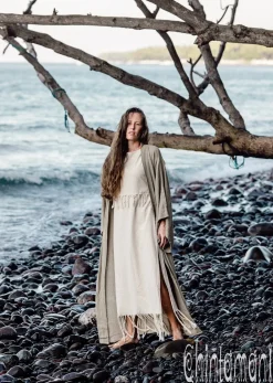 Linen Maxi Kimono / Unbleached Grey