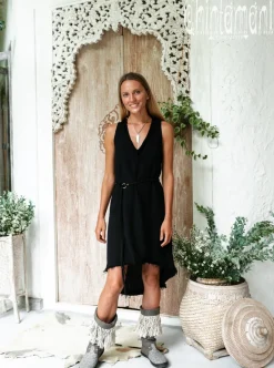 Linen Rayon Dress / Black