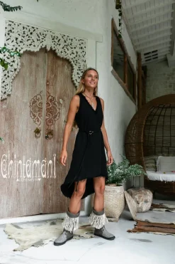 Linen Rayon Dress / Black