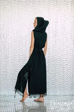 Linen Shirt Dress / Black