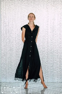 Linen Shirt Dress / Black