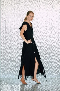 Linen Shirt Dress / Black