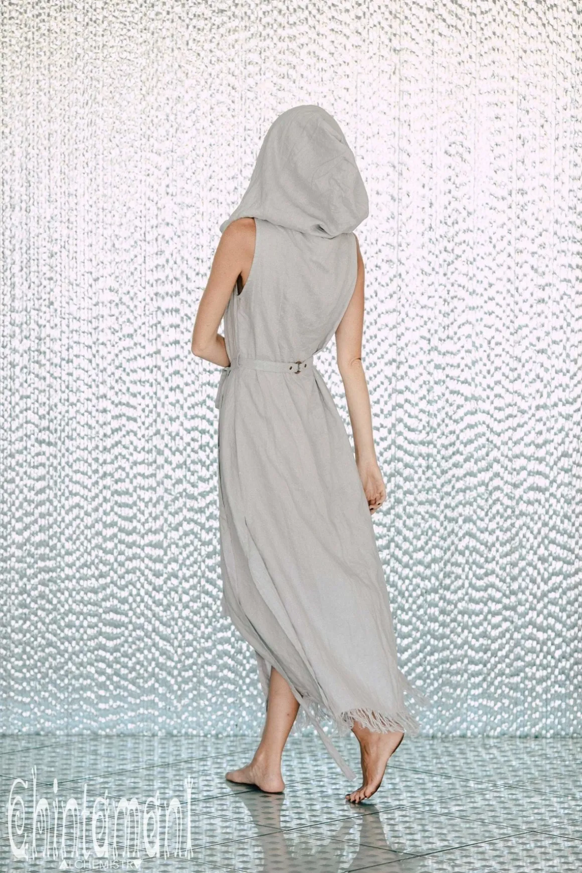 Linen Shirt Dress / Grey