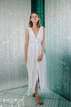 Linen Shirt Dress / White