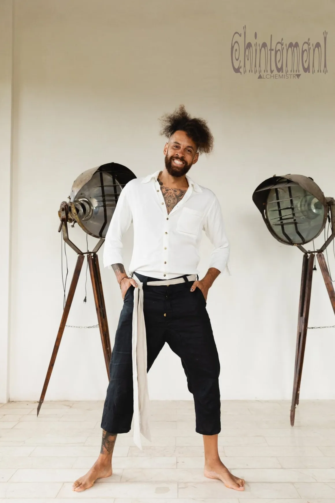 Linen Short Pants / Black