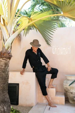 Linen Short Pants / Black