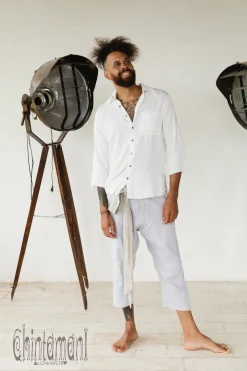 Linen Short Pants / Light Gray