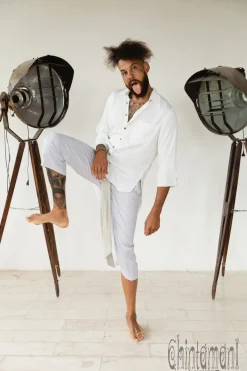 Linen Short Pants / Light Gray