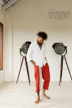 Linen Short Pants / Red Ochre