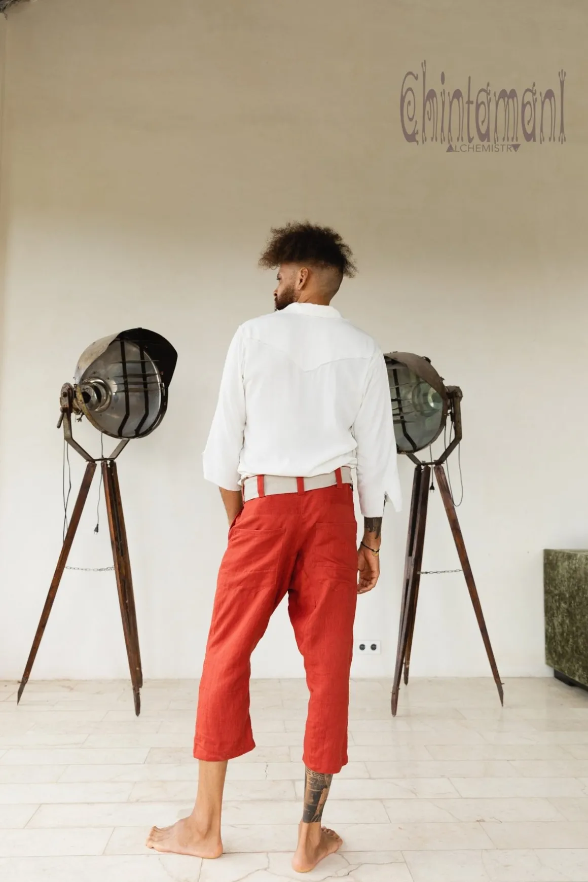 Linen Short Pants / Red Ochre
