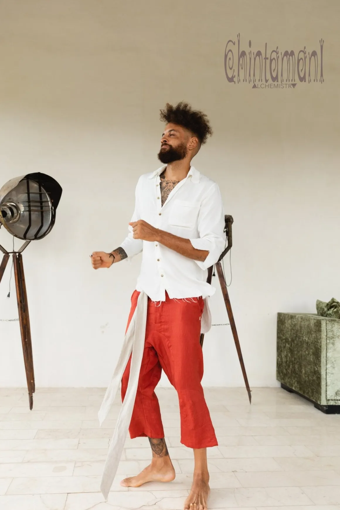 Linen Short Pants / Red Ochre