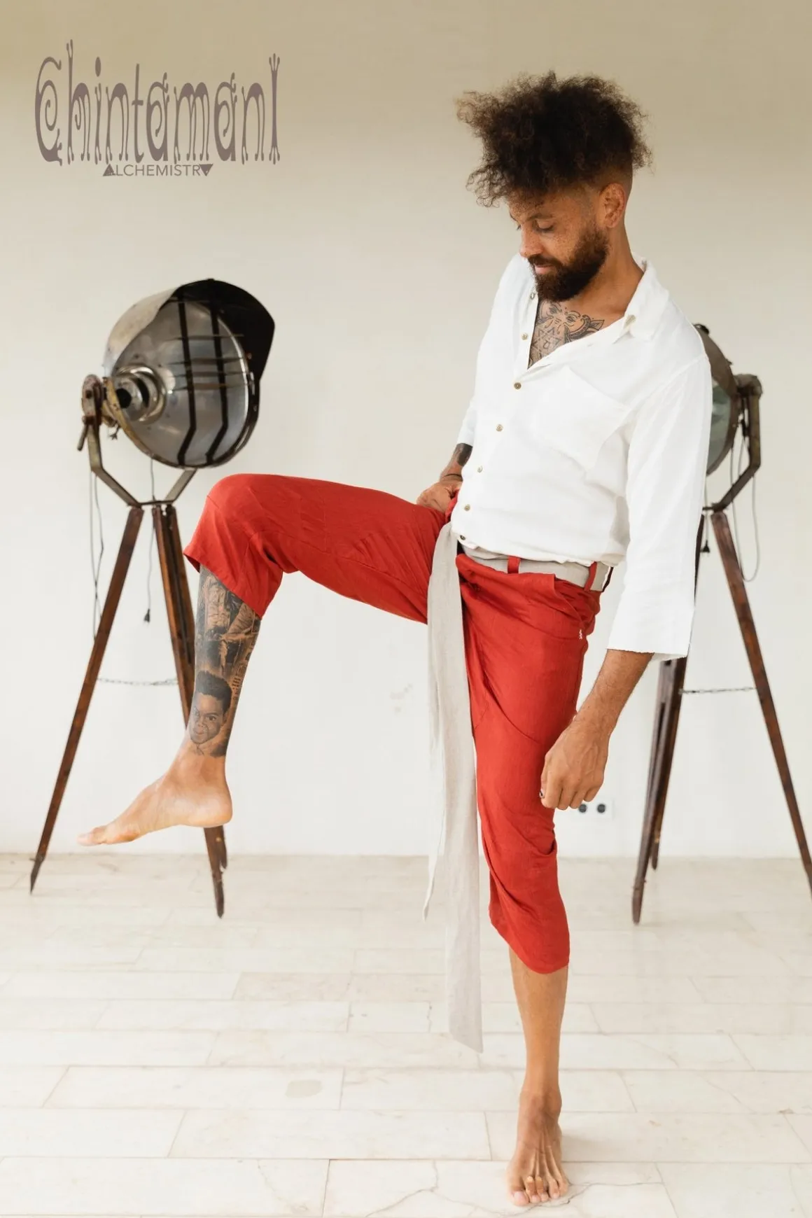 Linen Short Pants / Red Ochre
