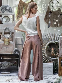 Linen Split Pants / Dusty Pink
