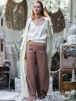 Linen Split Pants / Dusty Pink