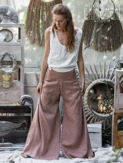 Linen Split Pants / Dusty Pink