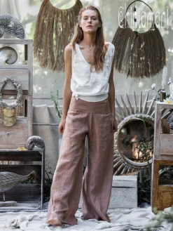 Linen Split Pants / Dusty Pink