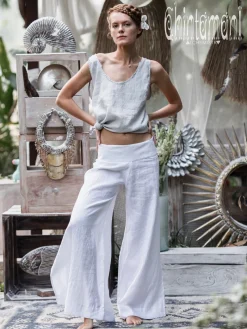 Linen Split Pants / White