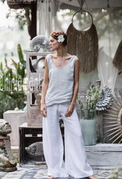 Linen Split Pants / White