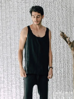 Linen Tank Top / Black