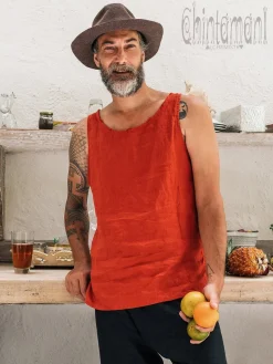 Linen Tank Top / Red Ochre