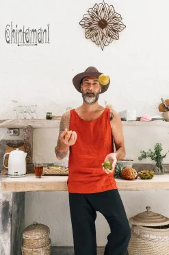 Linen Tank Top / Red Ochre