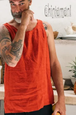 Linen Tank Top / Red Ochre