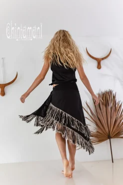 Linen Wrap Skirt / Black