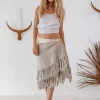 Linen Wrap Skirt / Natural Gray