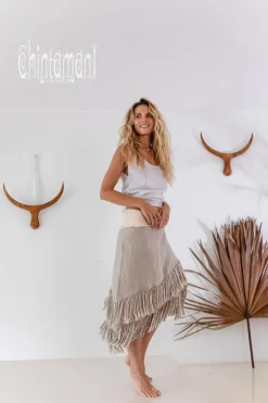 Linen Wrap Skirt / Natural Gray