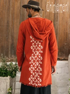 Long Hooded Shirt / Red Ochre