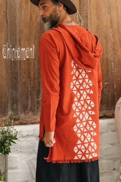 Long Hooded Shirt / Red Ochre