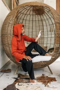 Long Hooded Shirt / Red Ochre