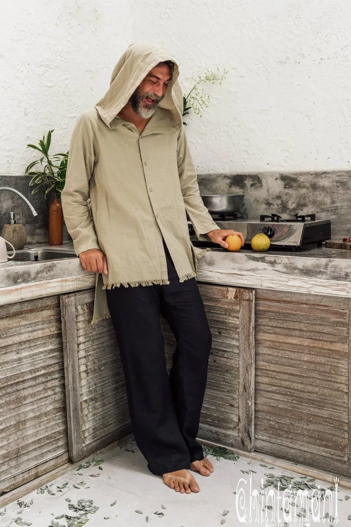Long Hooded Shirt / Sage
