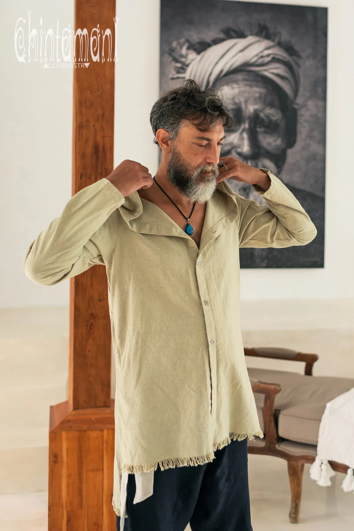 Long Hooded Shirt / Sage