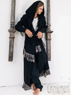 Long Linen & Silk Coat / Black