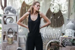 Long Linen Jumpsuit / Black