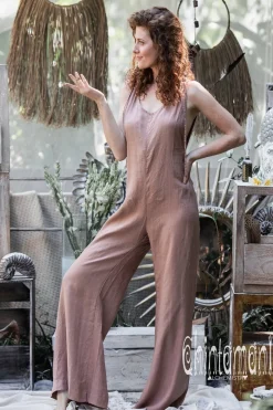 Long Linen Jumpsuit / Dusty Pink