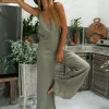Long Linen Jumpsuit / Green