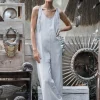 Long Linen Jumpsuit / Light Grey
