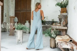 Long Linen Jumpsuit / Blue