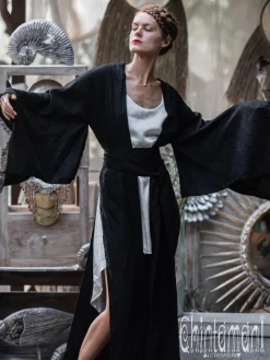 Long Linen Kimono / Black