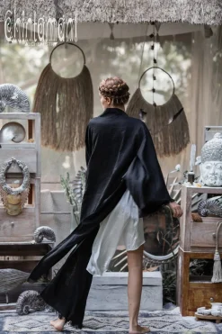 Long Linen Kimono / Black