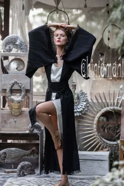 Long Linen Kimono / Black