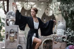 Long Linen Kimono / Black