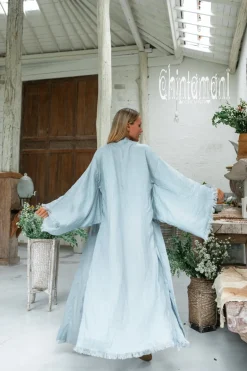 Long Linen Kimono / Blue