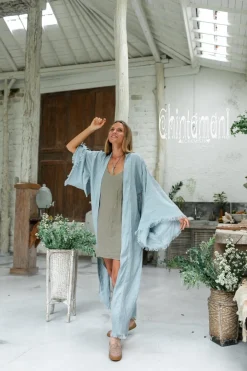 Long Linen Kimono / Blue